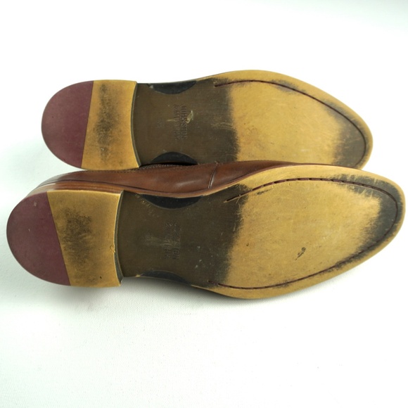 Johnston Murphy Men 10.5 Conard Mahogany Calf Skin Wingtip Oxford Shoes Cap Toe - Picture 6 of 16